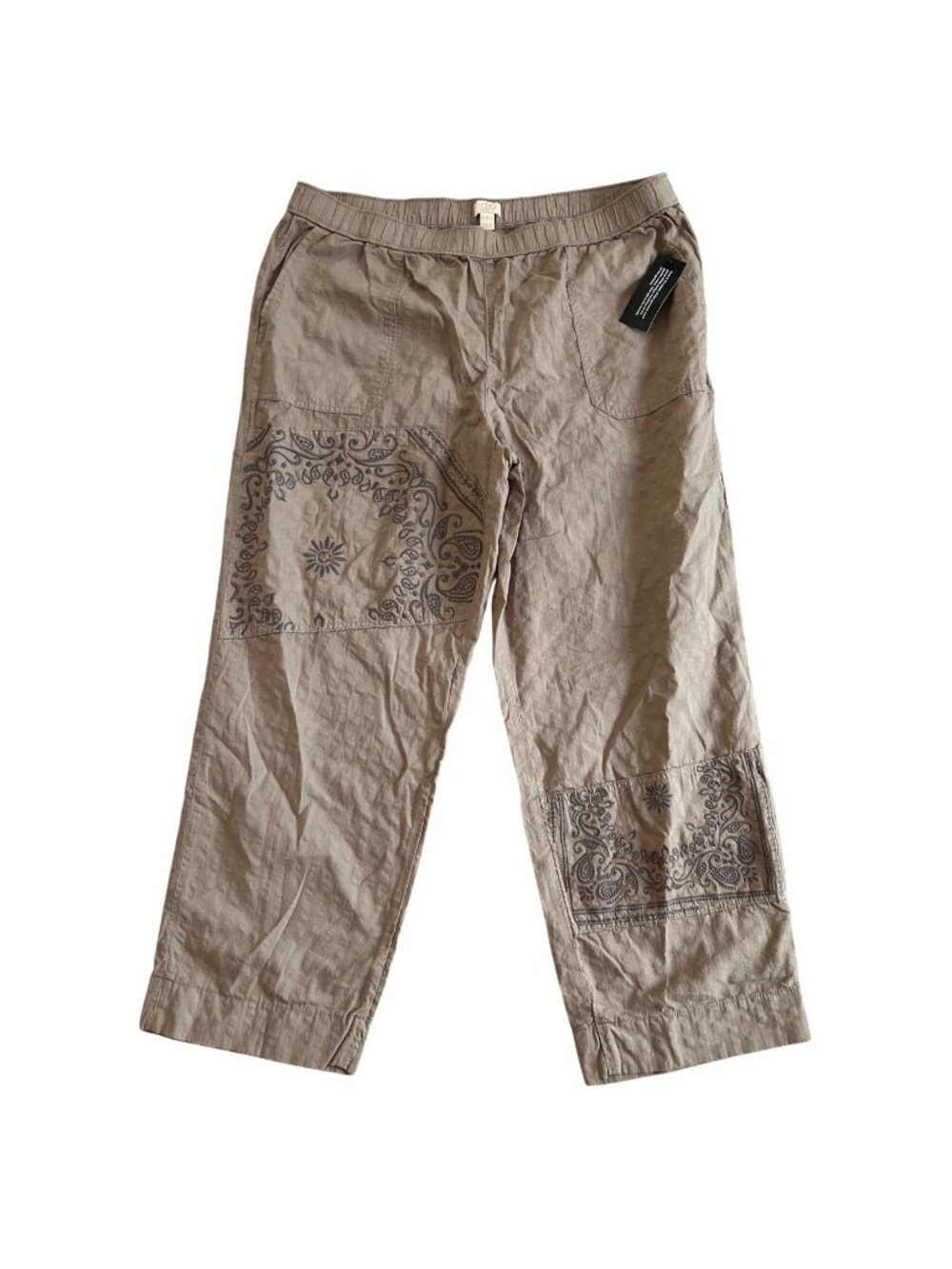 Logo Lavish Women's Sz Large Brown With Paisley Print Embroidered Pants